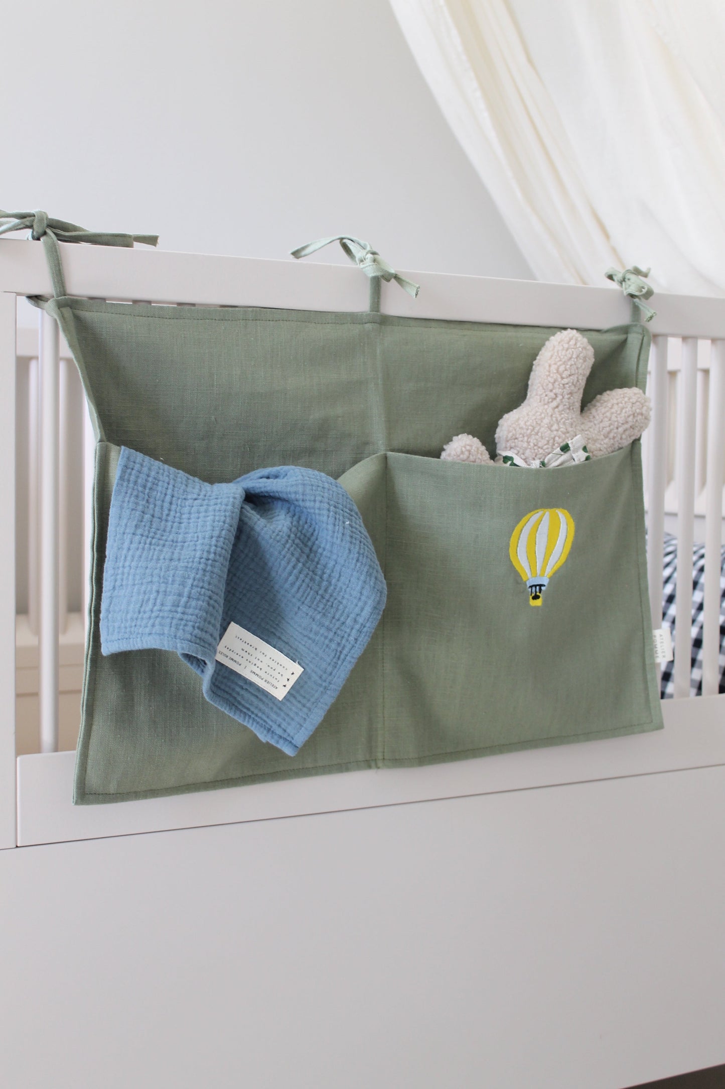 LINEN BED POCKET | MORNING MOSS