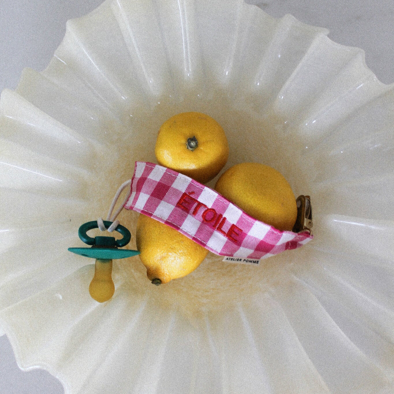 PACIFIER CORD CHECKED | BLOWY BUBBLEGUM