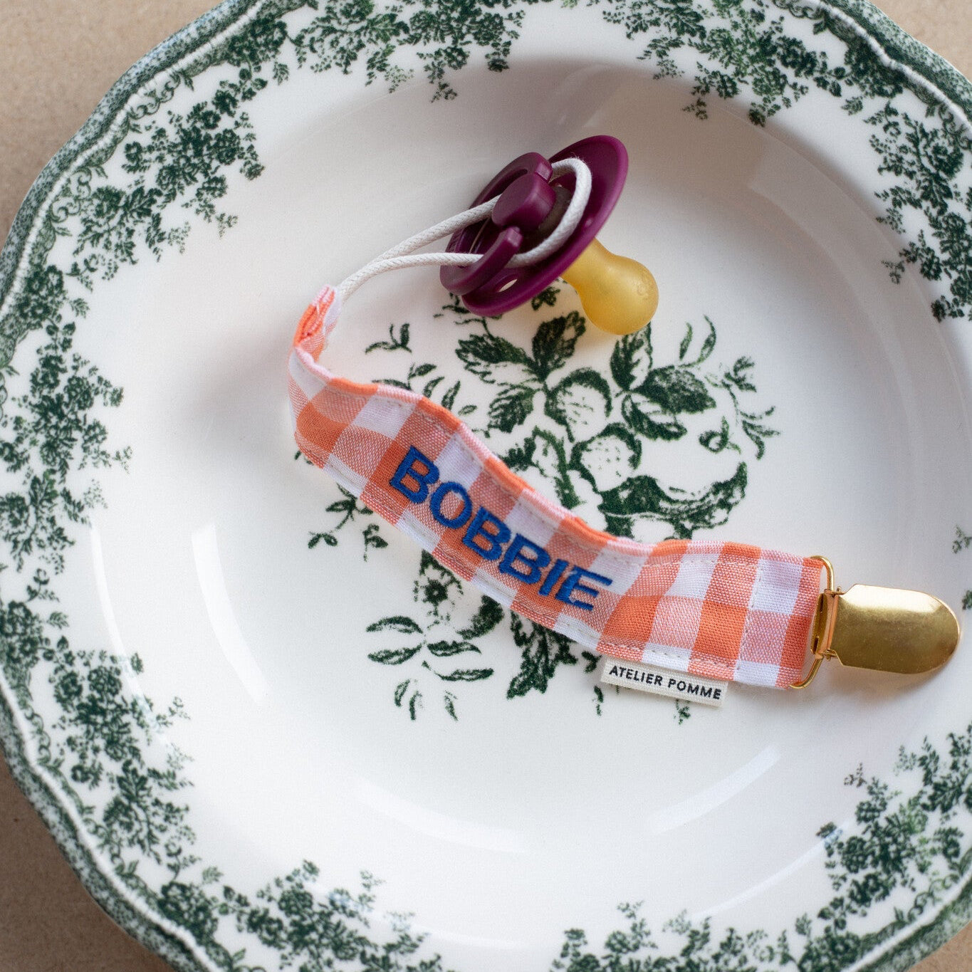 PACIFIER CORD CHECKED | OOPSY ORANGE