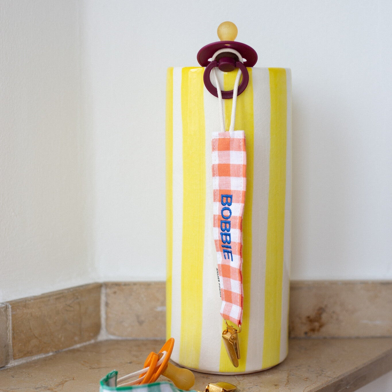 PACIFIER CORD CHECKED | OOPSY ORANGE