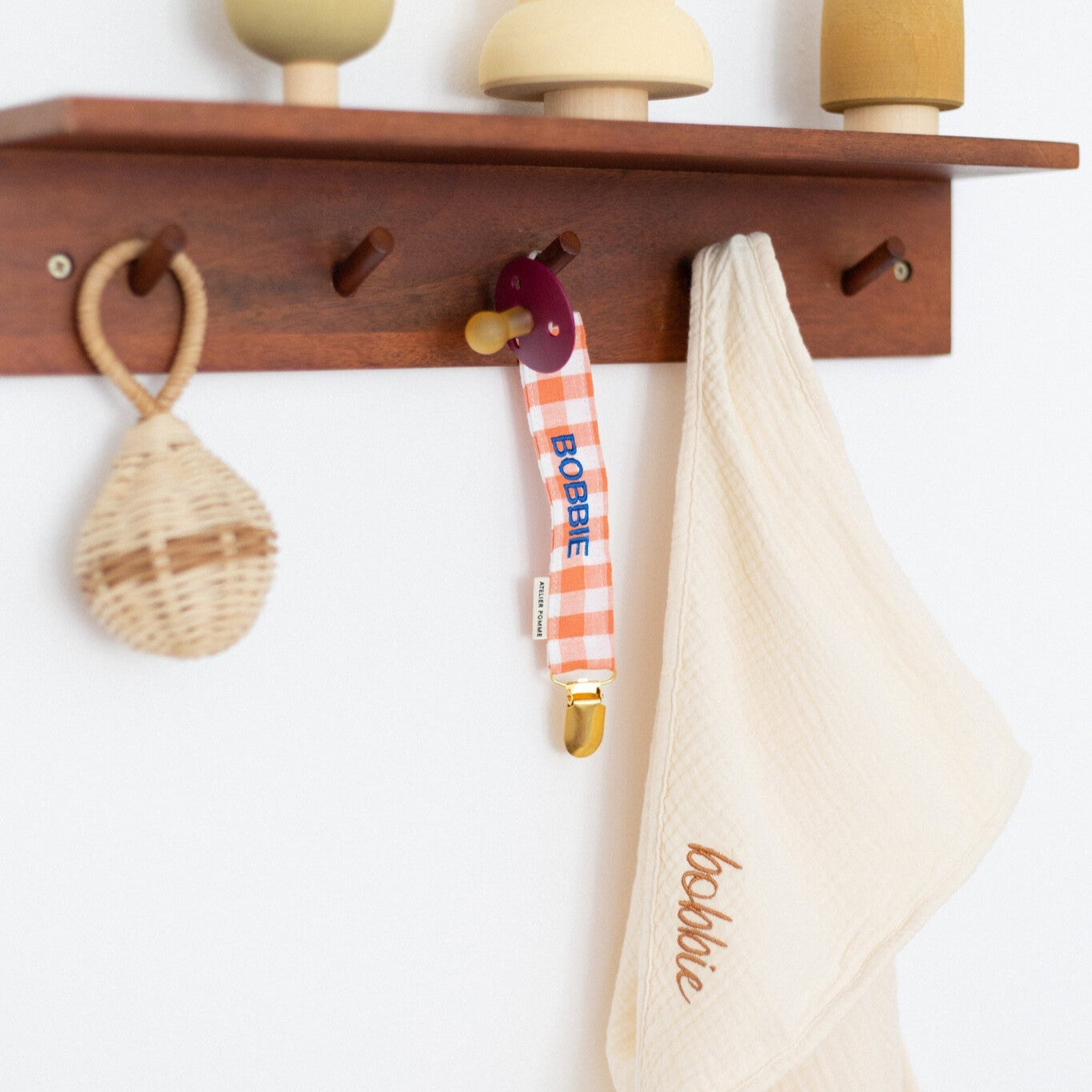 PACIFIER CORD CHECKED | OOPSY ORANGE