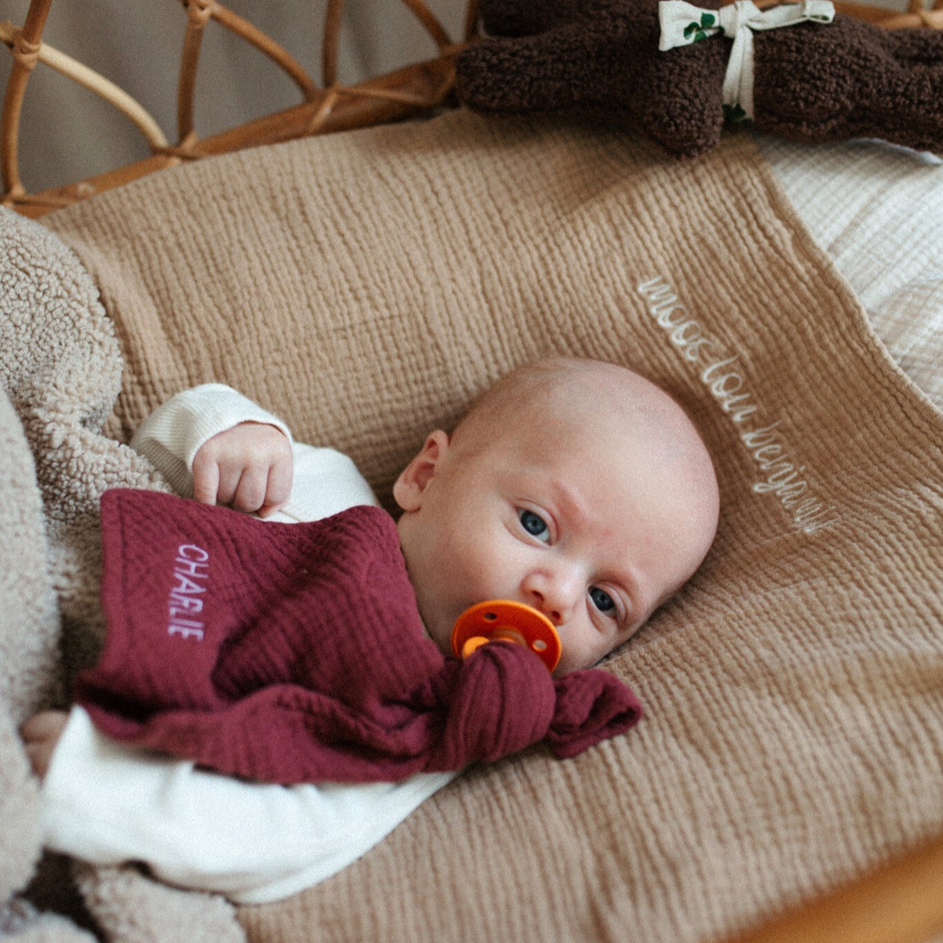 PACIFIER CLOTH CUDDLE | BURGUNDY BOO