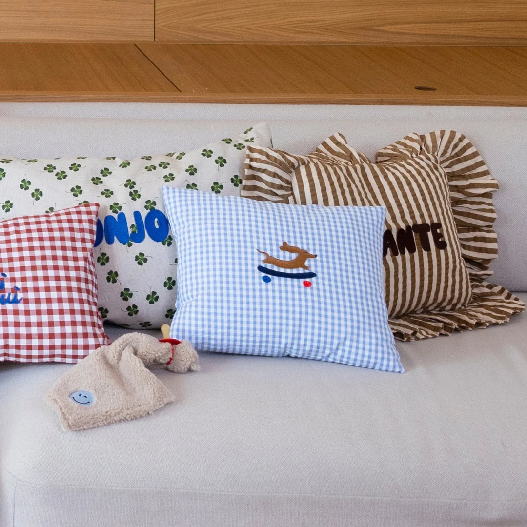 CUSHION CHECKED | BABY BLUE