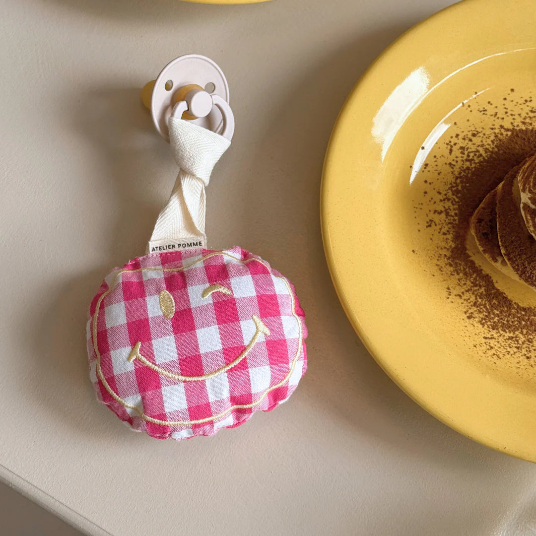 PACIFIER CLOTH POMME | CHECKED BLOWY BUBBELGUM