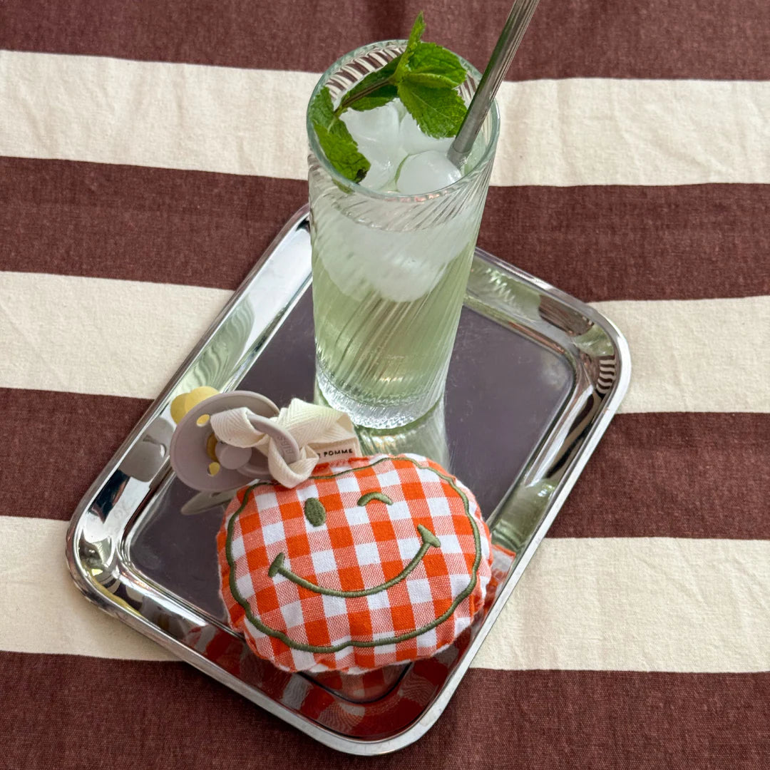 PACIFIER CLOTH POMME | CHECKED OOPSY ORANGE