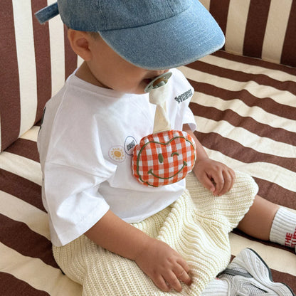 PACIFIER CLOTH POMME | CHECKED OOPSY ORANGE