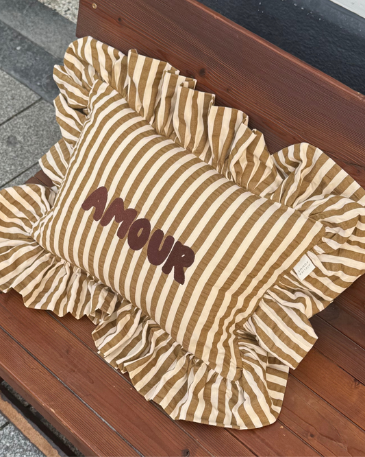 CUSHION | RAYURE FRILL FINE BROWN
