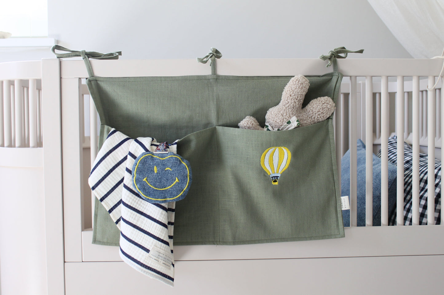 LINEN BED POCKET | MORNING MOSS