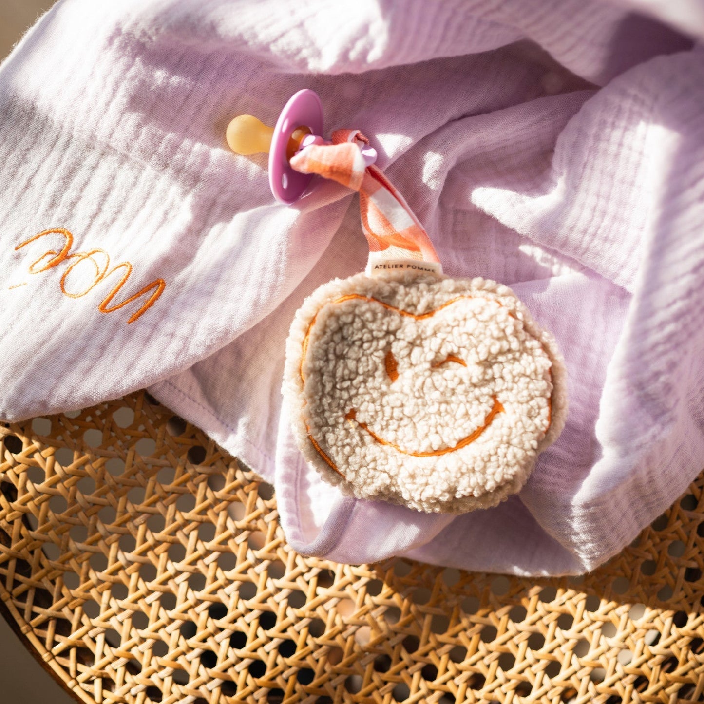PACIFIER CLOTH POMME TEDDY | OOPSY ORANGE
