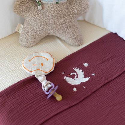 FLAT SHEET CRIB | BURGUNDY BOO