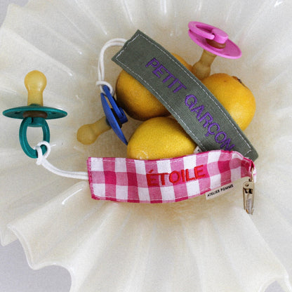 PACIFIER CORD CHECKED | BLOWY BUBBLEGUM