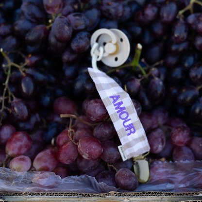 PACIFIER CORD CHECKED | BONJOUR BEIGE