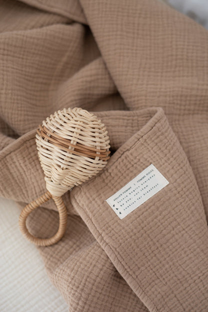 MUSLIN BLANKET COT | FINE BROWN